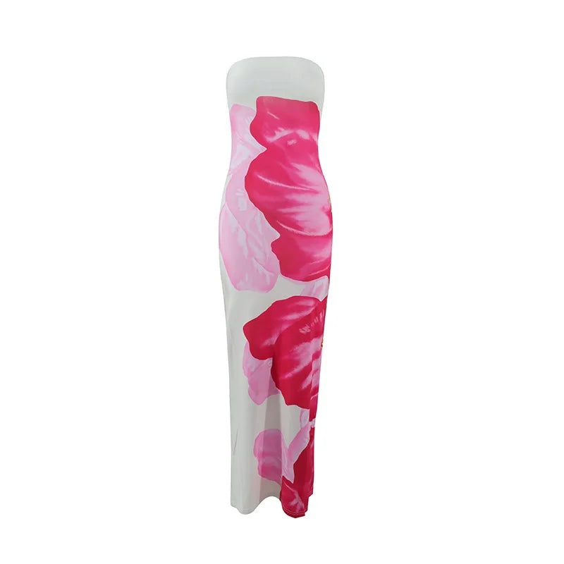 Vestido ajustado sin tirantes  de verano para mujer