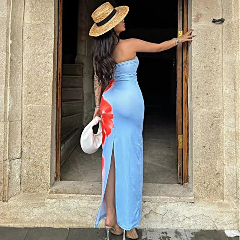 Vestido ajustado sin tirantes  de verano para mujer