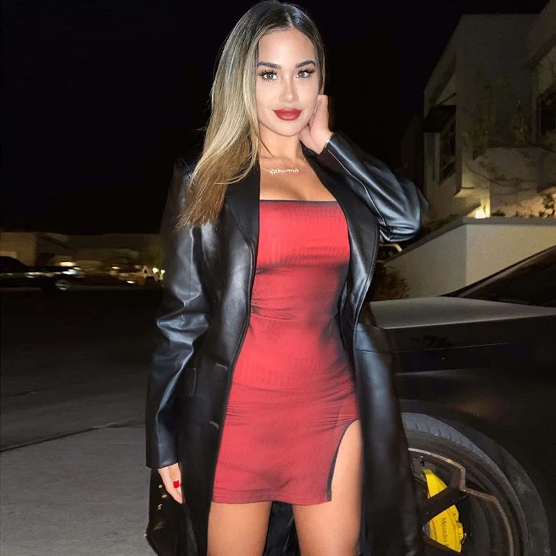 Vestido ajustado sexy de doble capa de malla para mujer, sin mangas, para fiestas, estilo bodycon, 2025, con vendaje elástico y abertura, tendencia para discotecas.