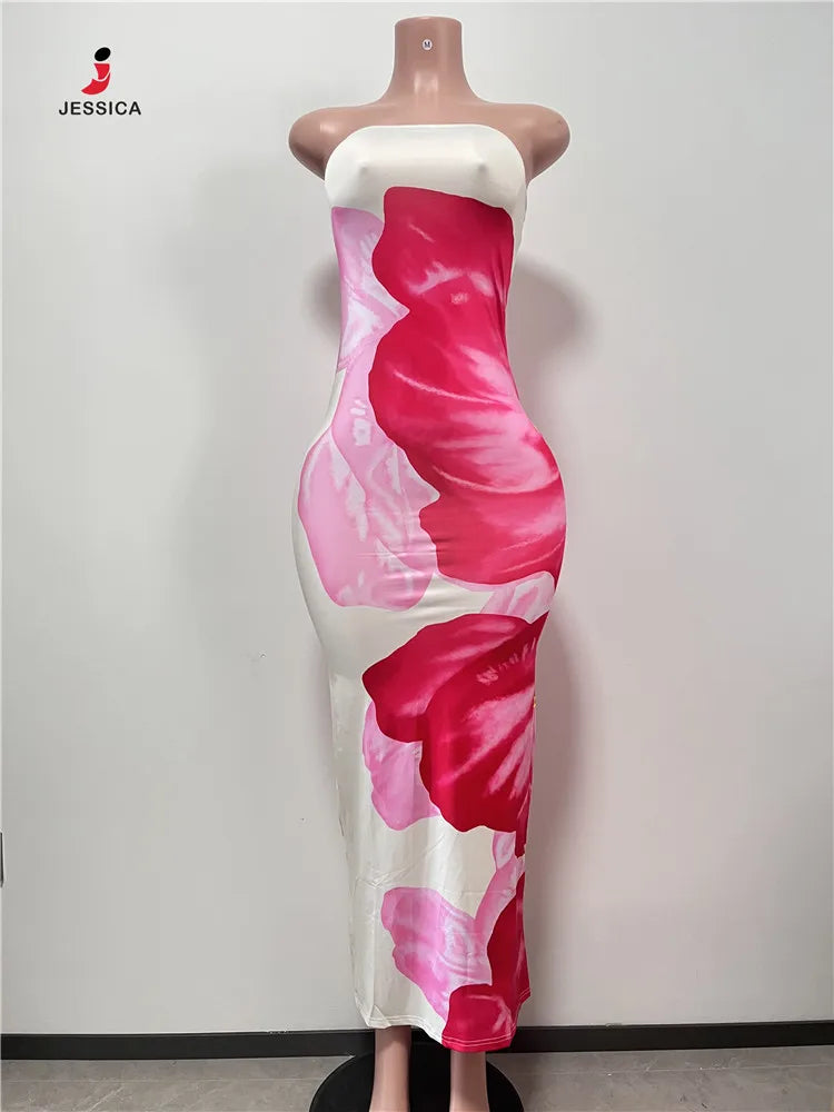 Vestido ajustado sin tirantes  de verano para mujer