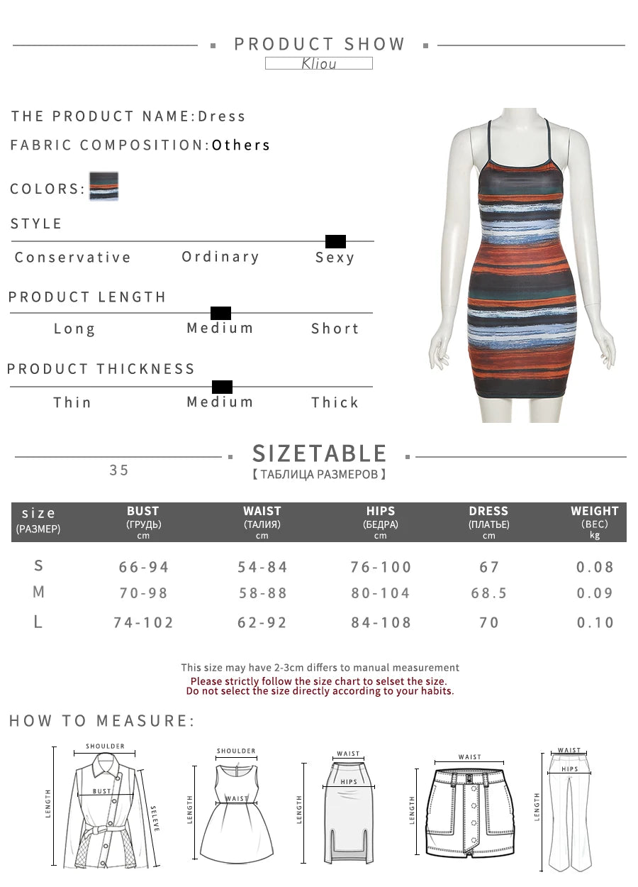 Vestidos cortos de rayas con paneles de Kliou, estilo estético, sexy, ajustados, con escote asimétrico, sin espalda, estilo vintage, ideales para salir de fiesta.