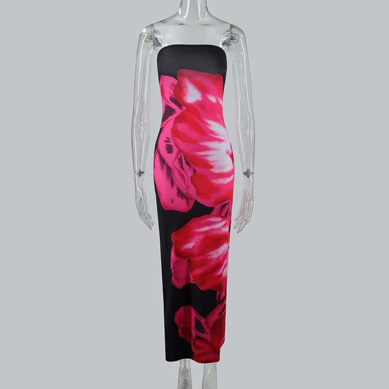 Vestido ajustado sin tirantes  de verano para mujer