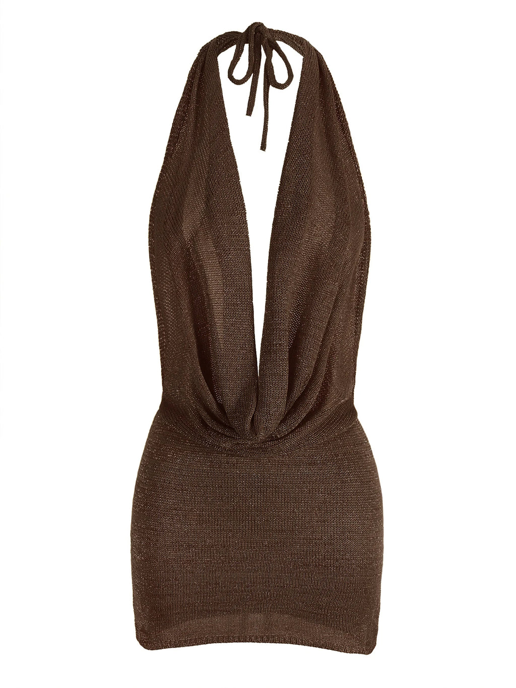 Vestido corto de playa de punto de seda brillante con escote en V profundo y espalda descubierta, sexy y con volantes, ideal para vacaciones de verano 2026 (cinturón no incluido)