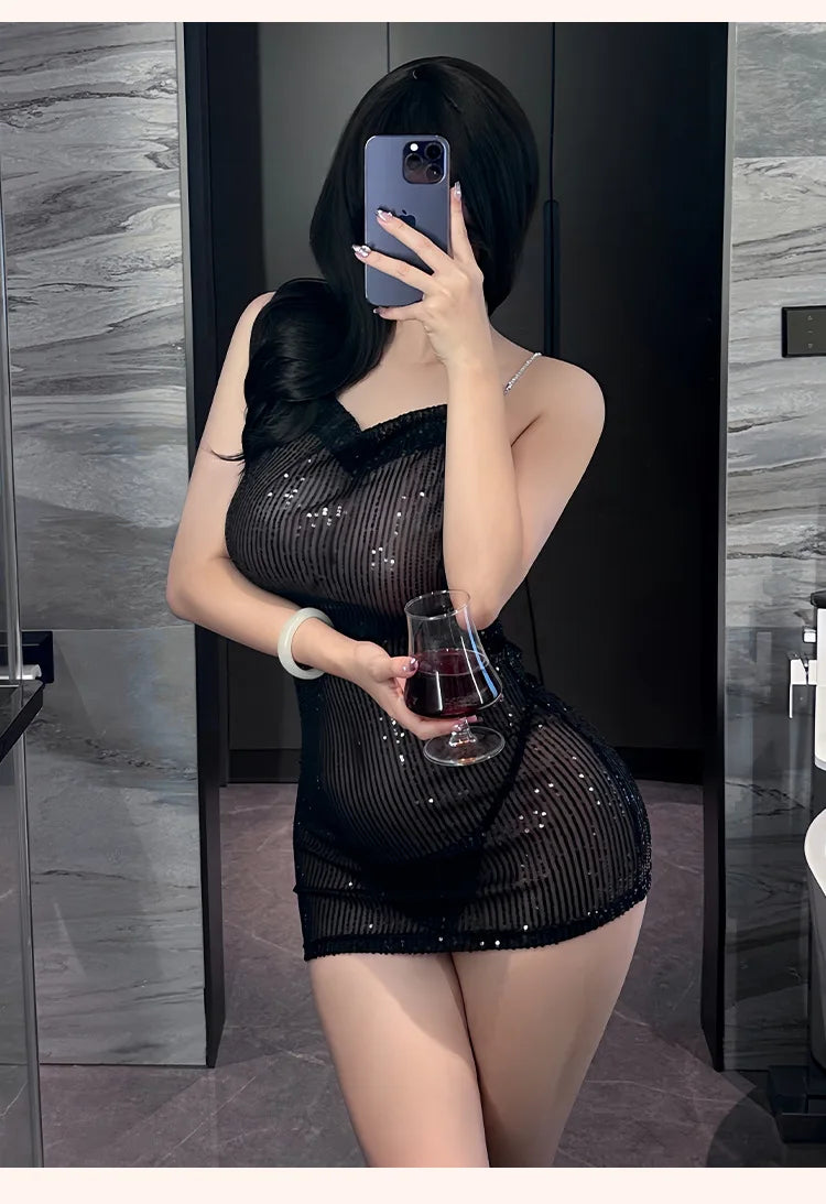 Vestido ajustado con tirantes, falda corta, ropa de mujer, vestidos de fiesta, chica sexy, látex, ropa de mujer xxx