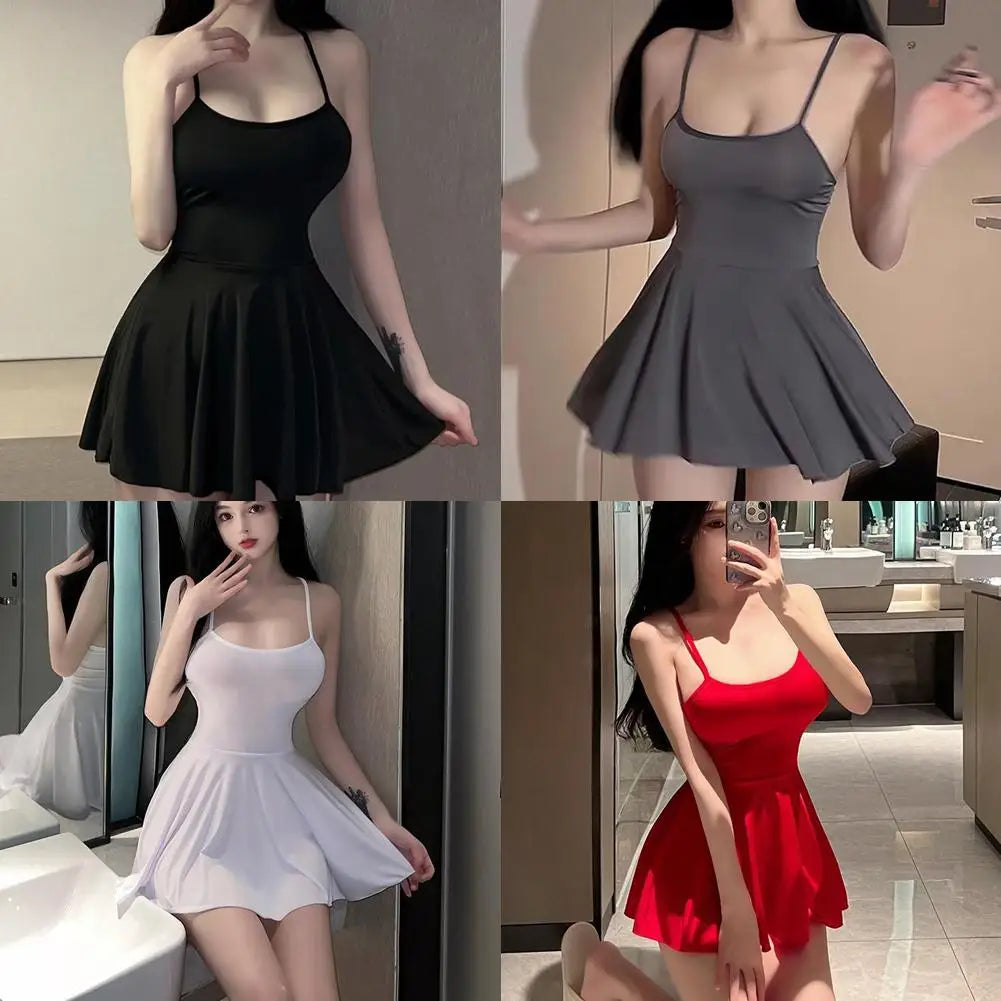 Vestido micro mini plisado sexy para mujer,  liso tipo vendaje, atuendo para discoteca, vestido con volantes Allure, sin espalda