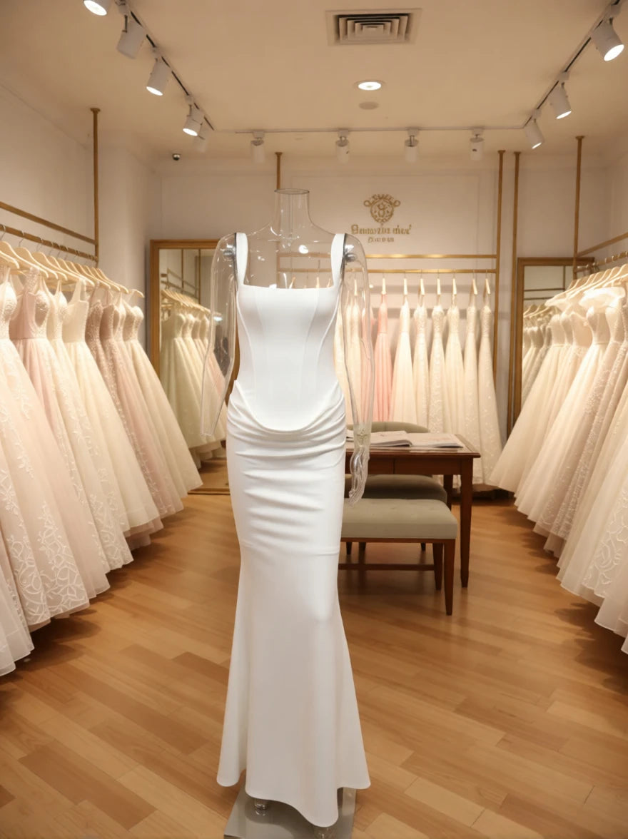 Vestido largo de fiesta Mingmingxi blanco sexy con corsé, vestido de noche largo negro para cena y baile, elegantes vestidos de graduación.