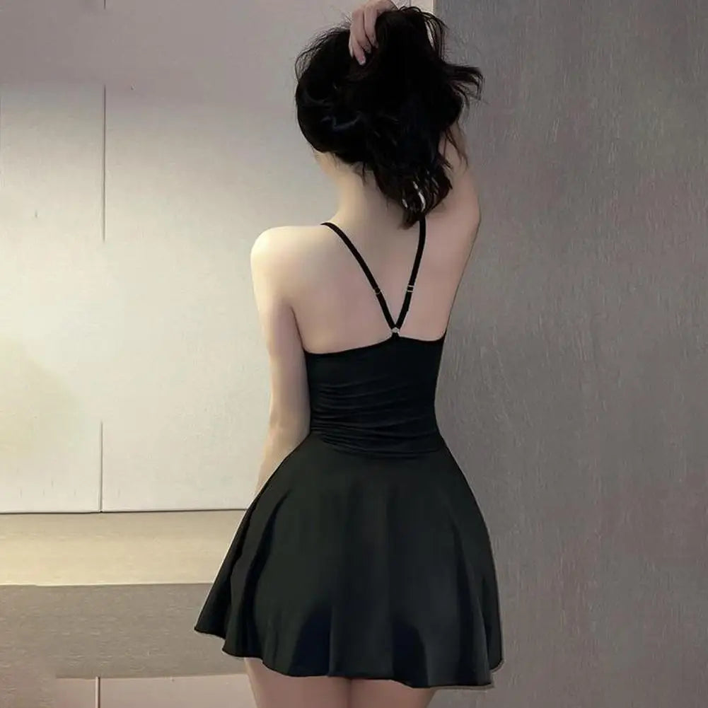 Vestido micro mini plisado sexy para mujer,  liso tipo vendaje, atuendo para discoteca, vestido con volantes Allure, sin espalda