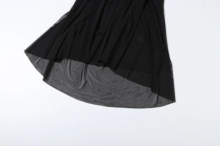 Vestido de fiesta Nibber para mujer, sexy, transparente, de lujo, con cadena, cuello halter bajo, sin espalda, sin mangas, elegante, medianoche.