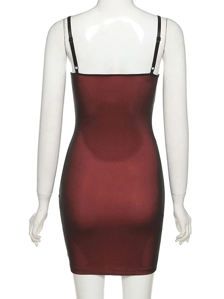 Vestido ajustado sexy de doble capa de malla para mujer, sin mangas, para fiestas, estilo bodycon, 2025, con vendaje elástico y abertura, tendencia para discotecas.