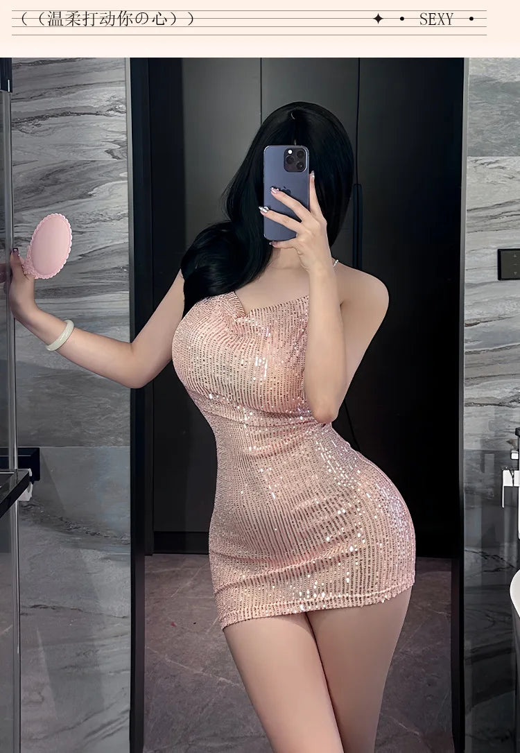 Vestido ajustado con tirantes, falda corta, ropa de mujer, vestidos de fiesta, chica sexy, látex, ropa de mujer xxx