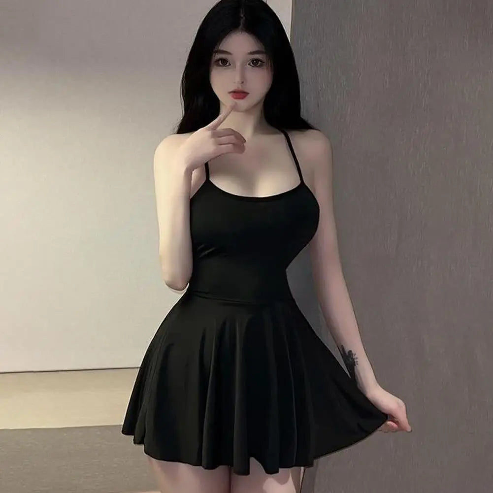 Vestido micro mini plisado sexy para mujer,  liso tipo vendaje, atuendo para discoteca, vestido con volantes Allure, sin espalda