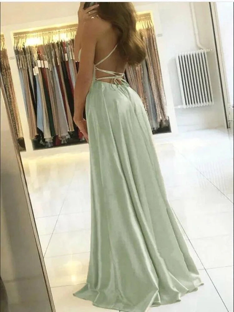 Vestido largo de playa de satén burdeos para mujer, ideal para cualquier ocasion, con abertura lateral y tirantes ajustables. Vestido de noche/fiesta de graduación