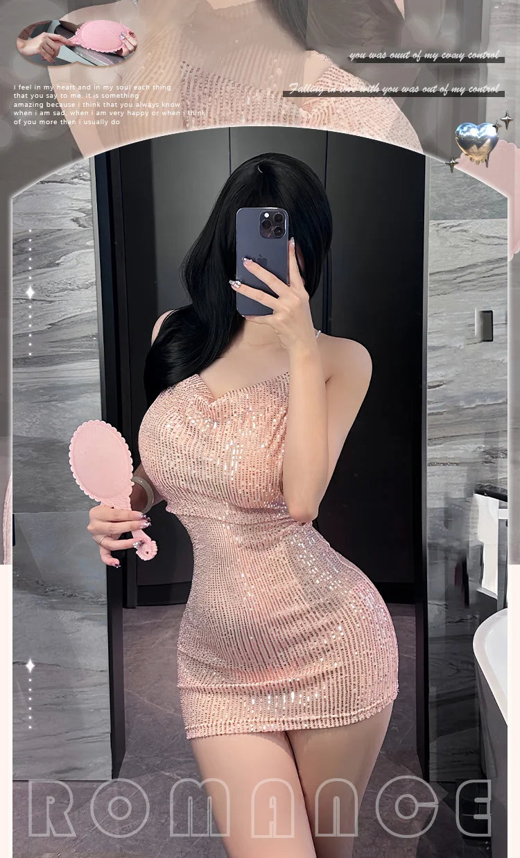 Vestido ajustado con tirantes, falda corta, ropa de mujer, vestidos de fiesta, chica sexy, látex, ropa de mujer xxx