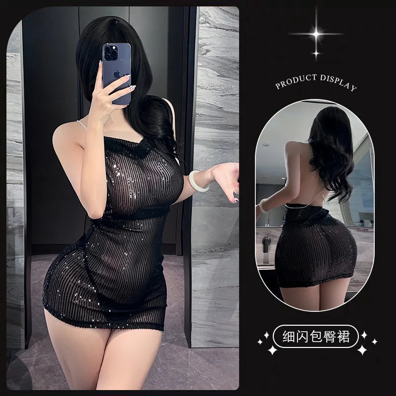 Vestido ajustado con tirantes, falda corta, ropa de mujer, vestidos de fiesta, chica sexy, látex, ropa de mujer xxx